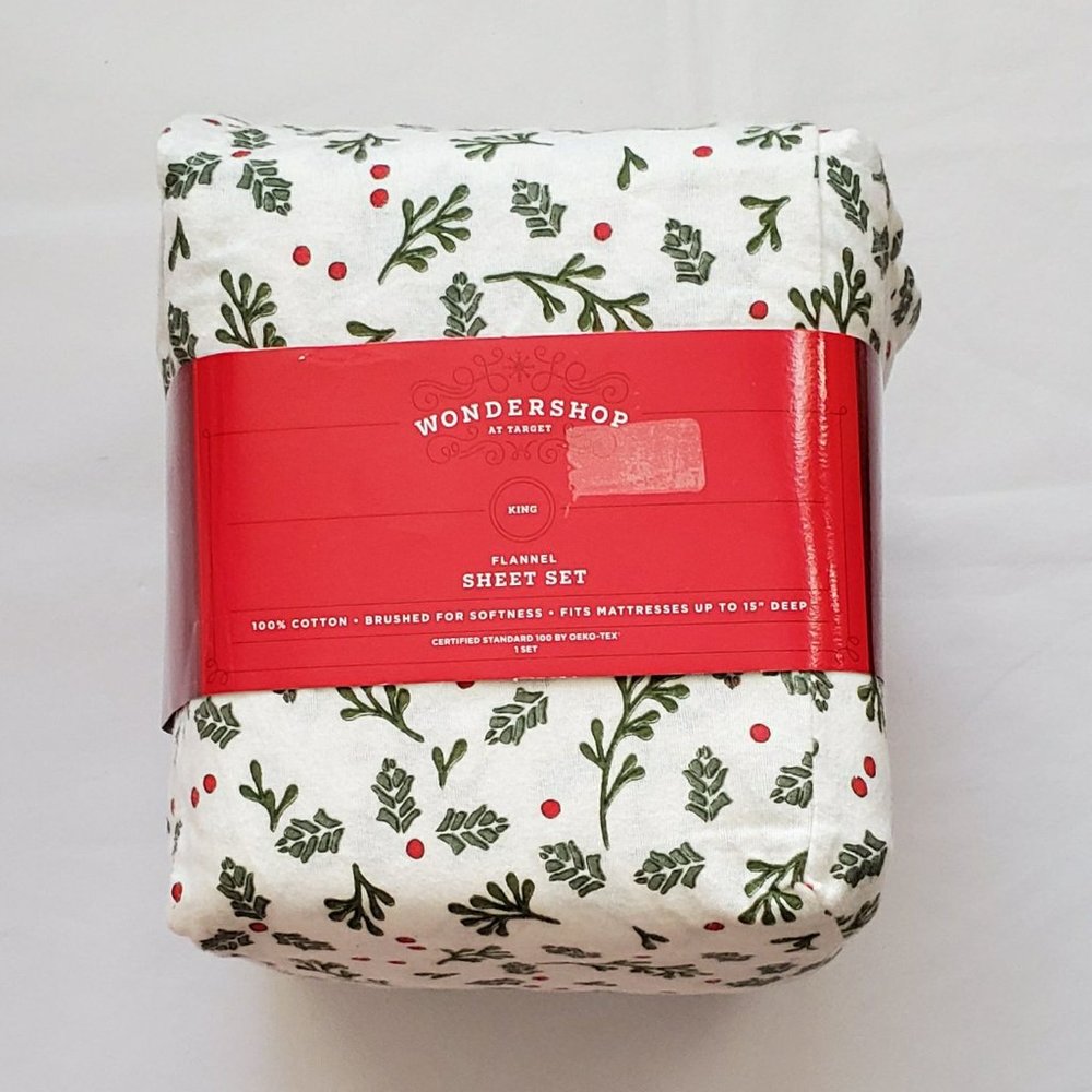 target wondershop flannel king sheet set holly